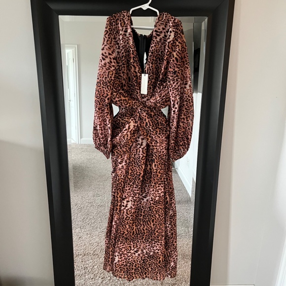 Anthropologie Ranna Gill Leopard Animal Print Cutout Midi Dress - NWT! - Picture 4 of 6